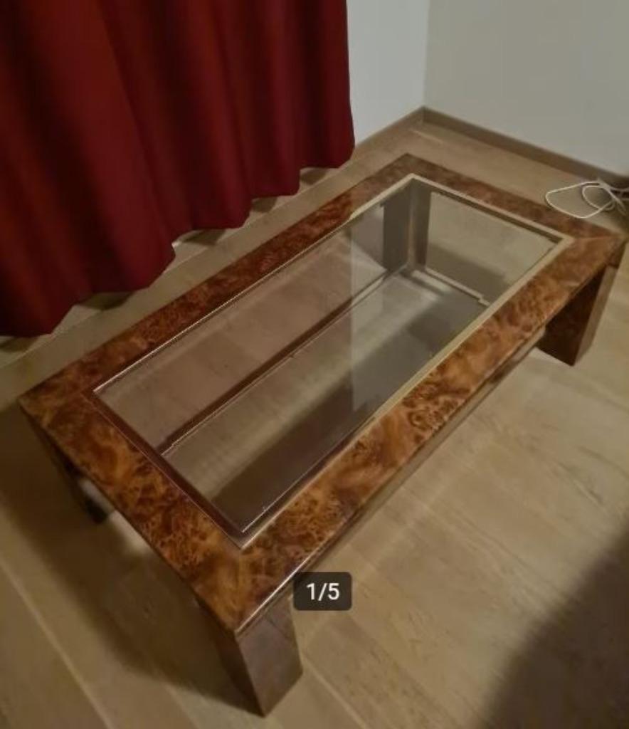 Design salontafel met extra opbergruimte onderaan, Ophalen, Glas, 100 tot 150 cm, 50 tot 100 cm
