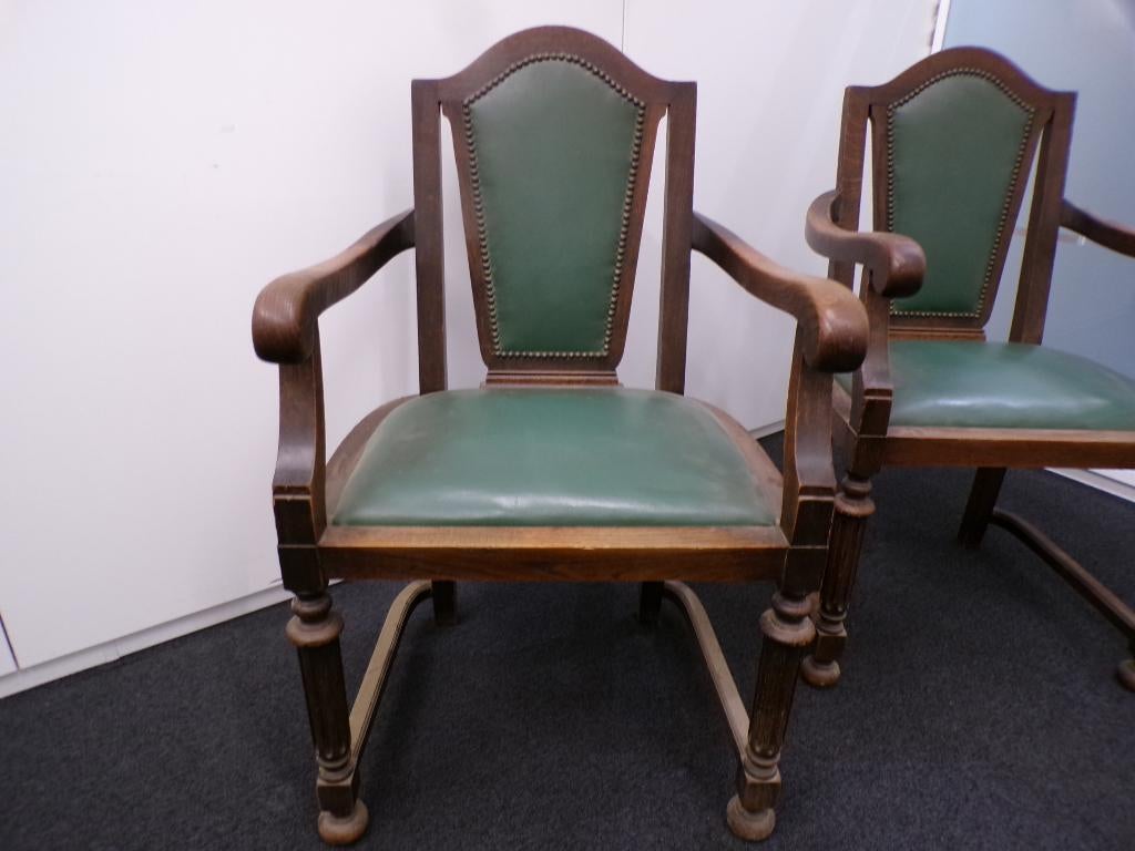 2 Antieke stoelen, Maison & Meubles, Chaises de bureau, Enlèvement, Utilisé, Vert, Chaise boule