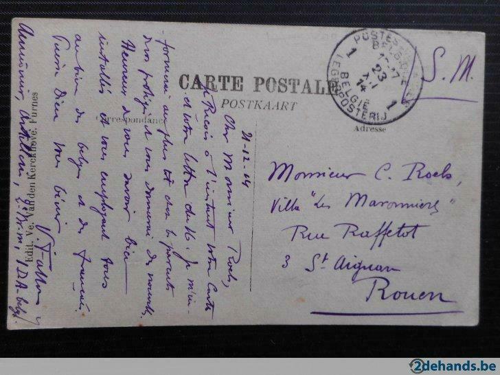 zichtkaart van veurne verzonden 23-12-1914 pmb 1 >rouan, Postzegels en Munten, Postzegels | Europa | België, Verzenden