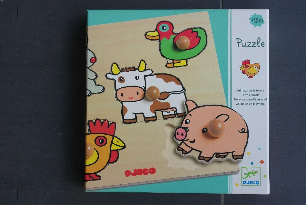puzzle en bois à encastrer animaux de la ferme djeco, Enlèvement ou Envoi, Comme neuf, En bois