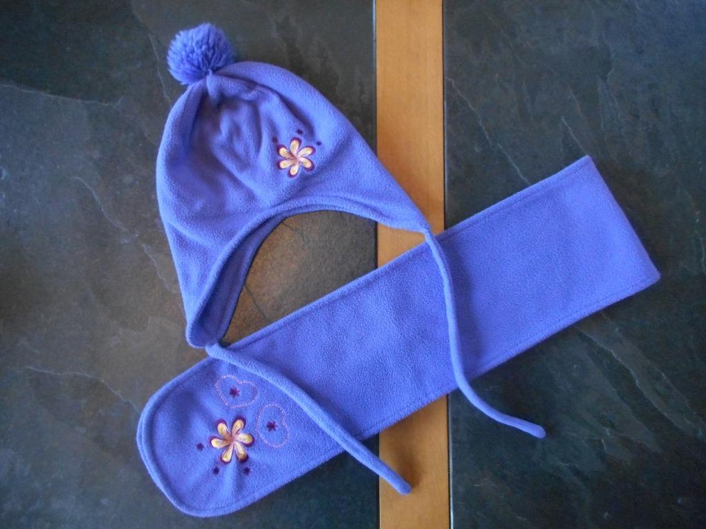 Nonito Kids - Paarse muts+sjaal met bloemmotief voor meisje, Enlèvement ou Envoi, Utilisé, Fille, Bonnet