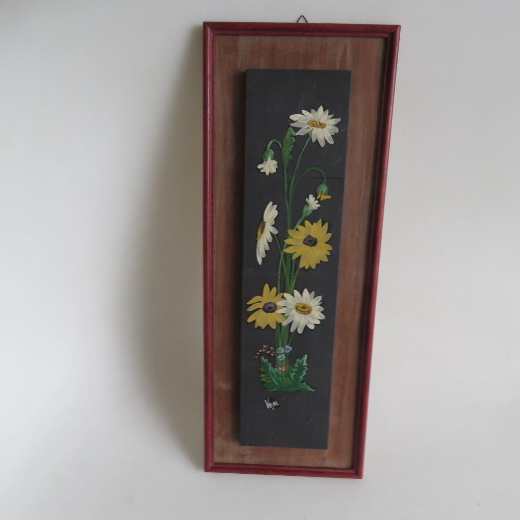 Cadre de tableau vintage en céramique avec fleurs, Antiquités & Art, Curiosités & Brocante, Enlèvement ou Envoi