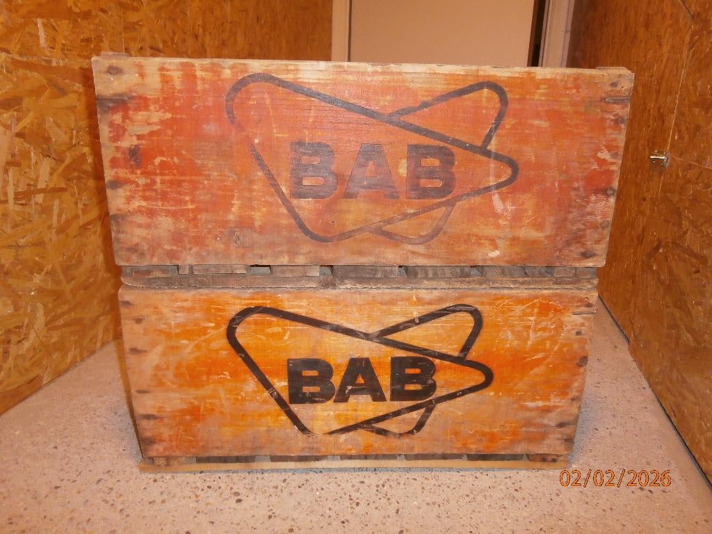 2 houten bierbakken BAB, Verzamelen, Biermerken, Ophalen, Gebruikt