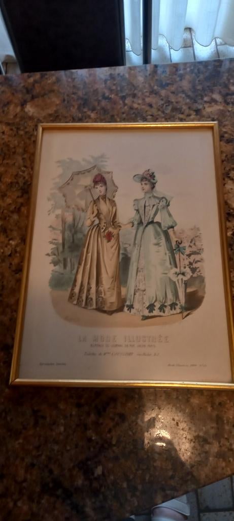 Gravure mode elegance parisiene 1878 -1890 la mode ellustree, Antiek en Kunst, Kunst | Tekeningen en Fotografie, Ophalen