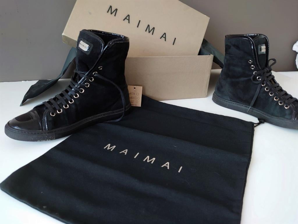 Enkellaars enkellaarsjes Ital. - MaiMai - hoge sneakers - 37, Zwart, Lage of Enkellaarzen, Ophalen of Verzenden, Gedragen