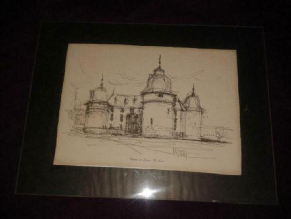 Peinture encre de chine dans cadre - Chateau Lavaux Ste Anne, Enlèvement ou Envoi
