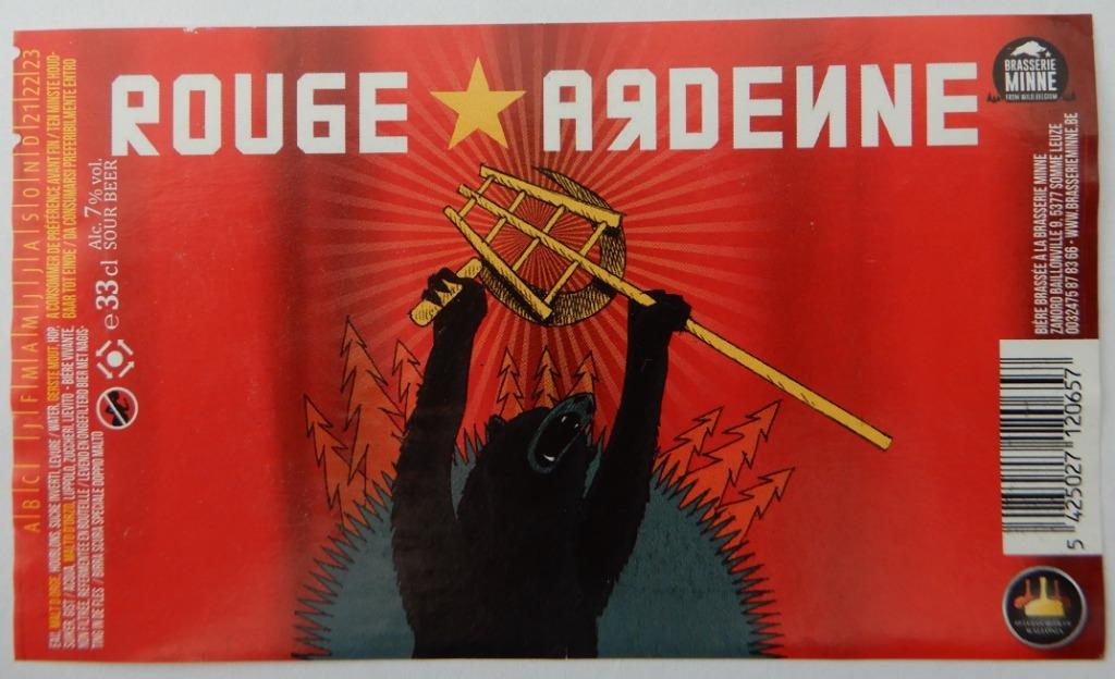 Etiquette de bière Rouge Ardenne brasserie Minne (7u6), Enlèvement ou Envoi, Utilisé
