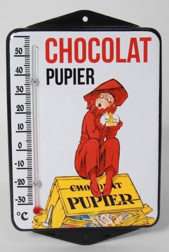 Chocolat pupier emaillen reclame thermometer retro cadeau, Collections, Marques & Objets publicitaires, Comme neuf, Ustensile