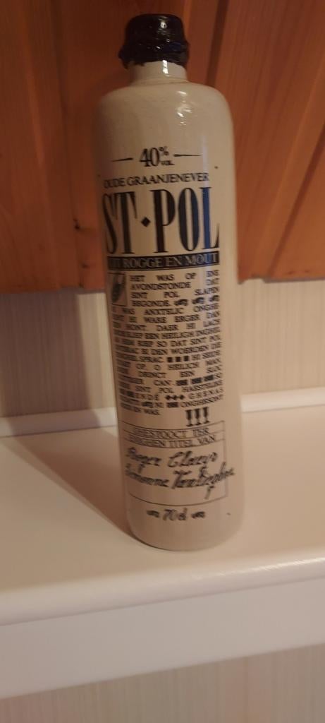 Oude graangenever st pol VOLLE  fles keramisch, Ophalen of Verzenden