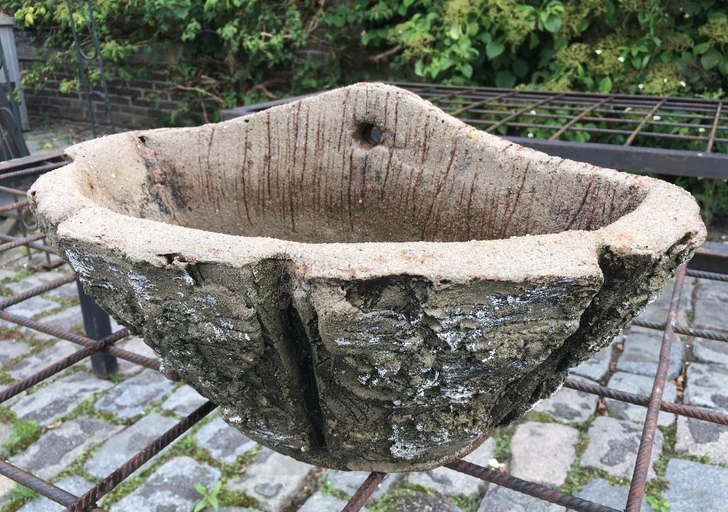Stenen hangbloempot, tuindecoratie, Tuin en Terras, Ophalen, Gebruikt