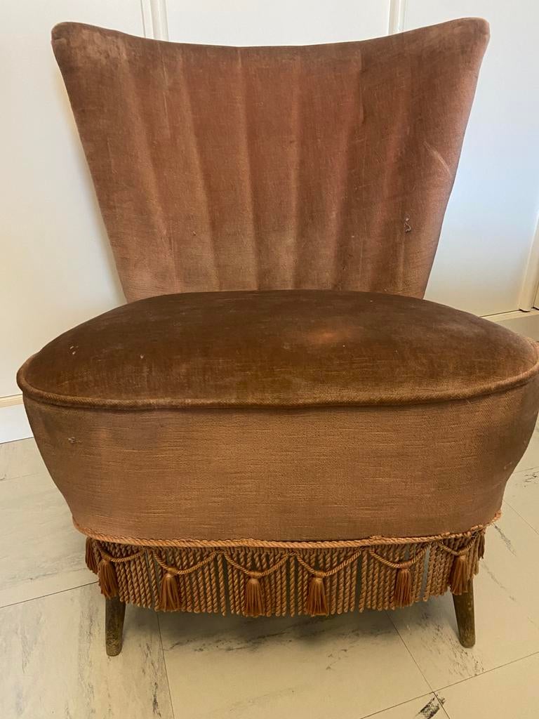 vintage roze-rode cocktailzeteltje stoel, Ophalen, Gebruikt, Stof, Vintage