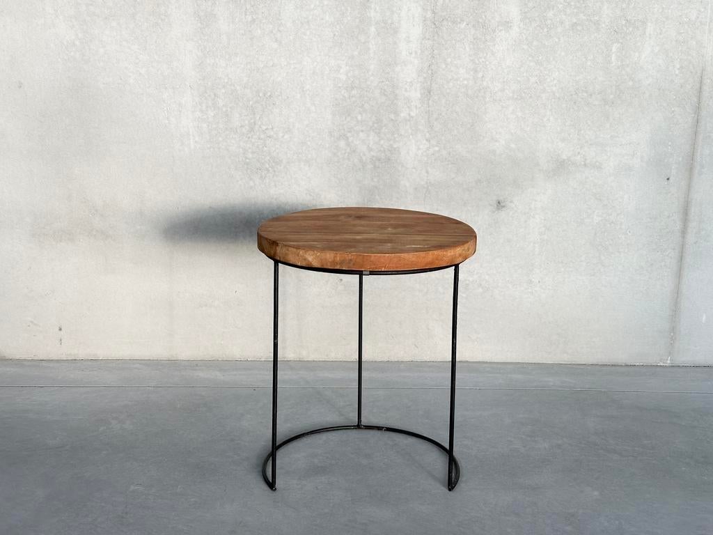 Houten bijzettafel | Landelijk modern, Huis en Inrichting, Tafels | Bijzettafels, Ophalen, Zo goed als nieuw, Vierkant, Glas