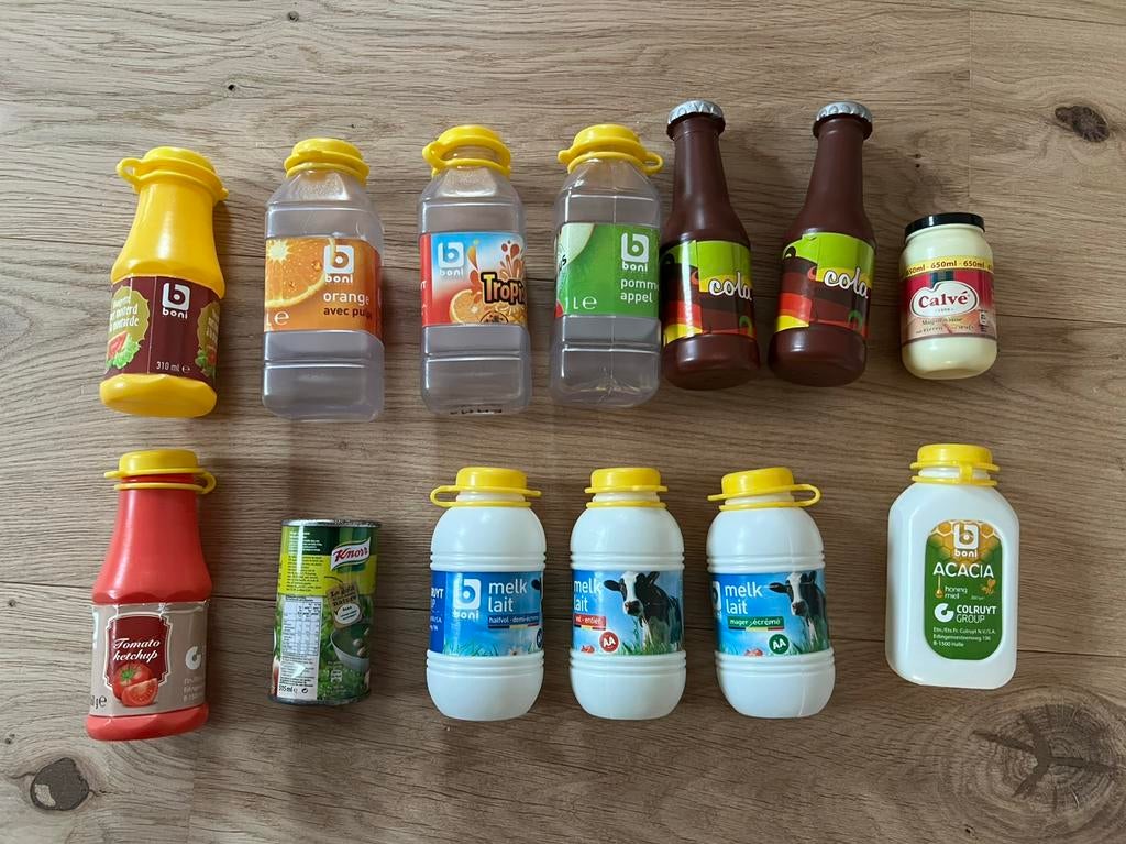 Set van verschillende dranken en sauzen voor speelkeuken, Kinderen en Baby's, Ophalen, Gebruikt, Kunststof, Speelkeuken-accessoire