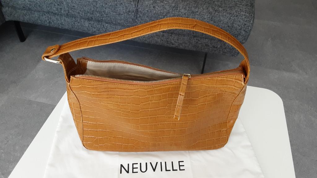 Neuville lederen handtas cognac, Enlèvement ou Envoi, Comme neuf, Autres couleurs, Sac à main