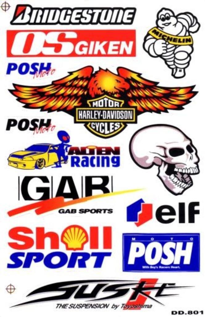 Shell Elf Michelin Bridgestone Harley Davidson stickerset, Motoren, Ophalen of Verzenden