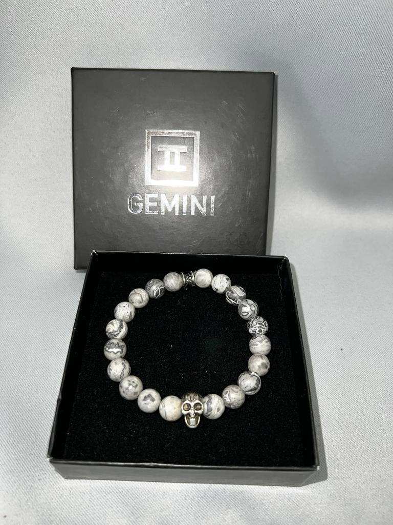 Gemini armband maat S - grijs met doodskop, Ophalen of Verzenden, Zo goed als nieuw, Grijs