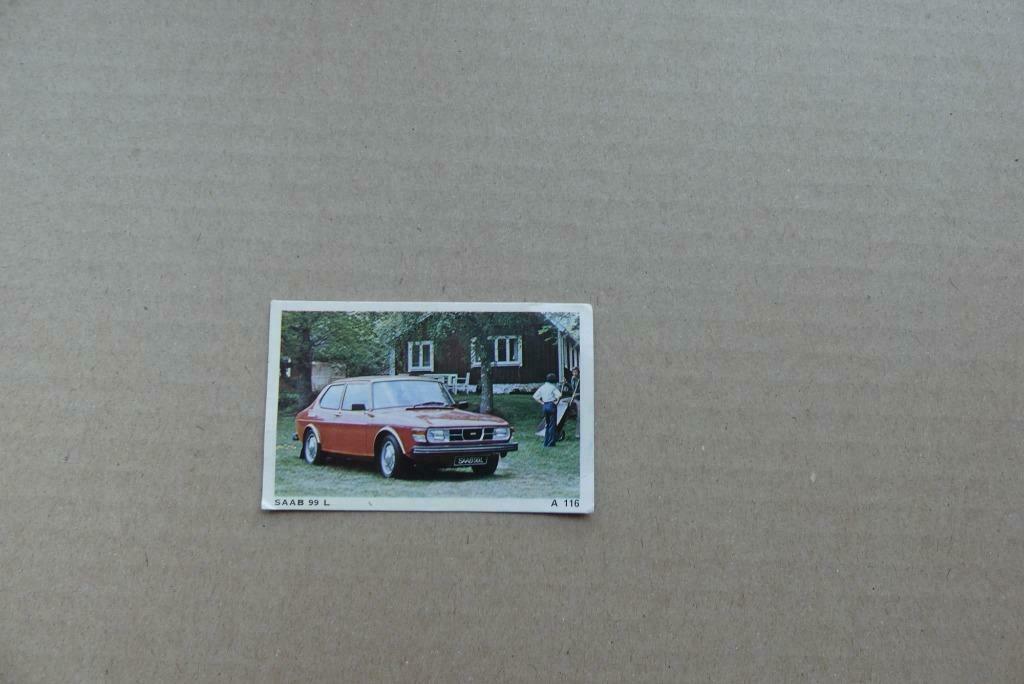 Oud kaartje Saab 99L, Dandy A116, Verzamelen, Ophalen of Verzenden, Gebruikt, Overige onderwerpen, Foto