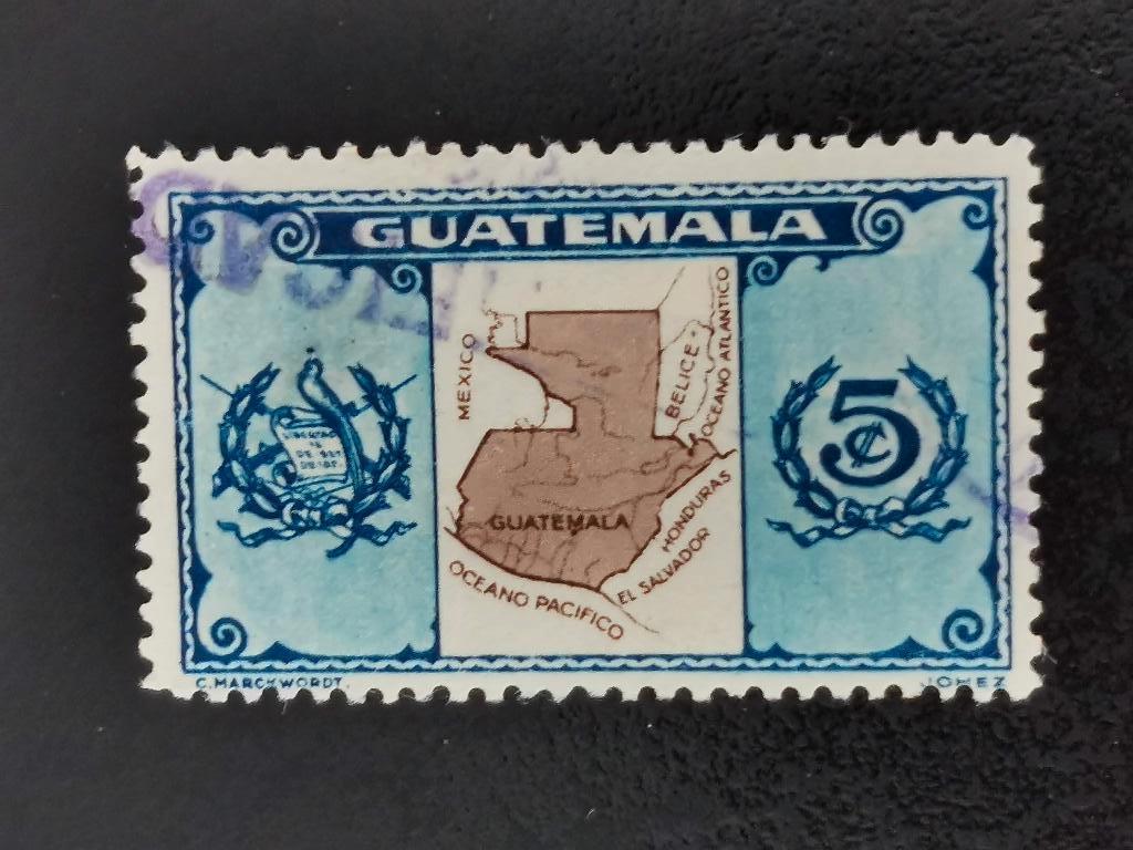 Guatemala 1936 - landkaart, vlag, Ophalen of Verzenden, Gestempeld, Midden-Amerika