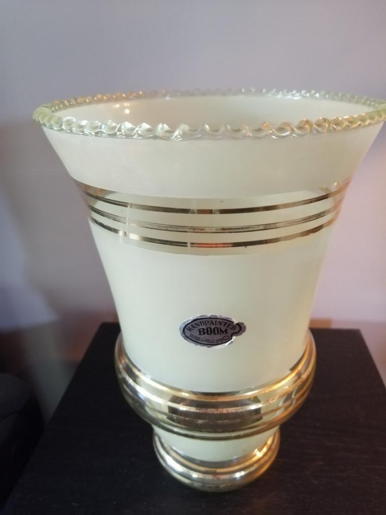 Vintage Booms glazen vaas zachtgroen, Antiek en Kunst, Antiek | Vazen, Ophalen of Verzenden