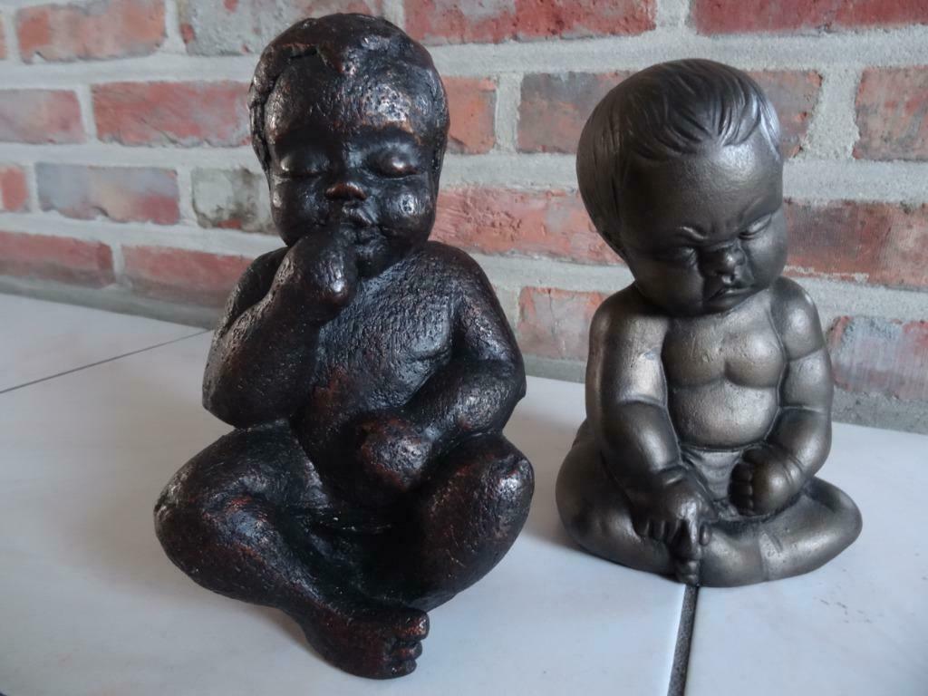Babybeeldjes 18 cm hoog bronskleur, Antiek en Kunst, Ophalen of Verzenden