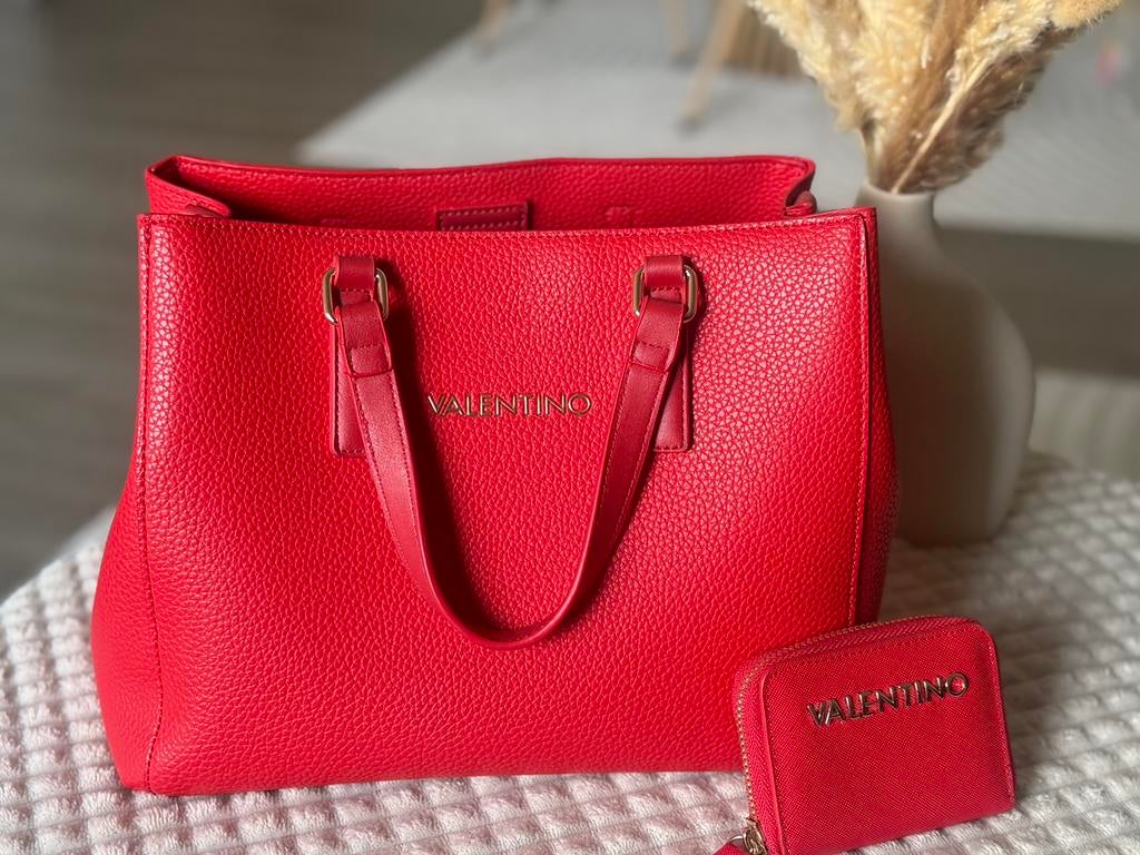 Valentino Handtas met bijpassende portefeuille, Enlèvement, Comme neuf, Rouge, Sac à main