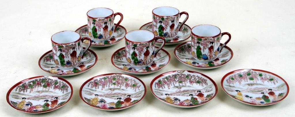 Tasses à thé japonaises en porcelaine Kutani, Enlèvement ou Envoi
