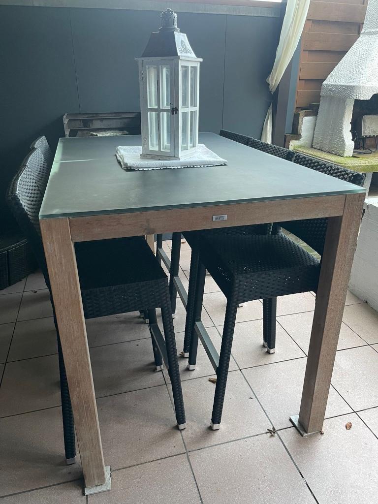 Tuintafel met  stoelen, Enlèvement, Utilisé, Rectangulaire, Autres matériaux