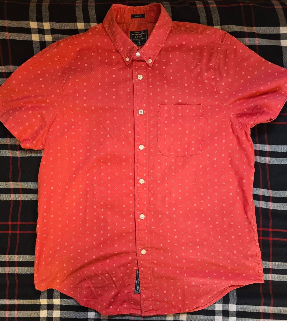 Chemise à manches courtes - Abercrombie & Fitch - XL - rouge, Rouge, Tour de cou 43/44 (XL), Enlèvement ou Envoi, Abercrombie & Fitch