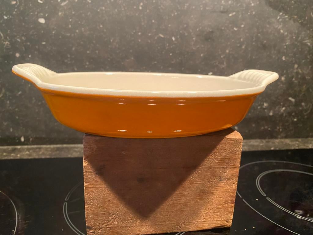 LE CREUSET ovenschaal ovaal 20, Gietijzer, Overige typen, Ophalen of Verzenden, Zo goed als nieuw