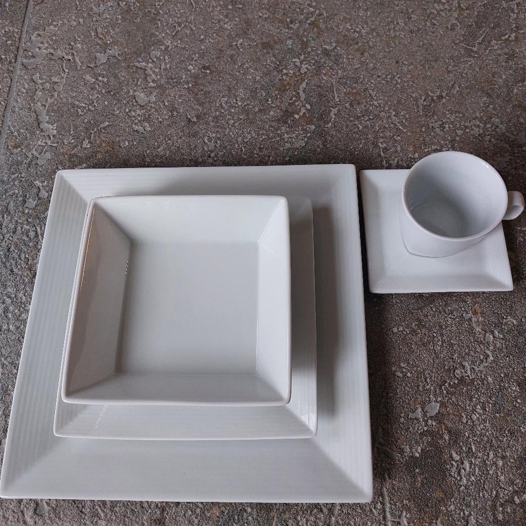 wit vierkant eet en koffie servies Cosy & Trendy, Enlèvement, Neuf