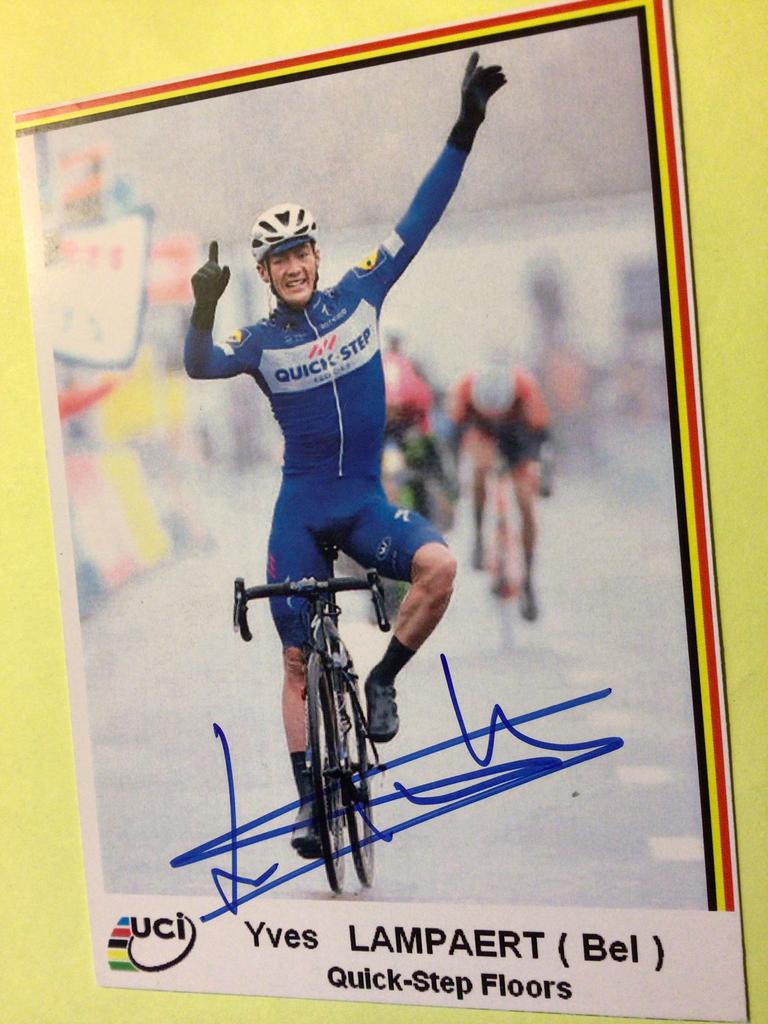 wielerkaart 2018 team quick step yves lampaert signe, Verzenden, Zo goed als nieuw