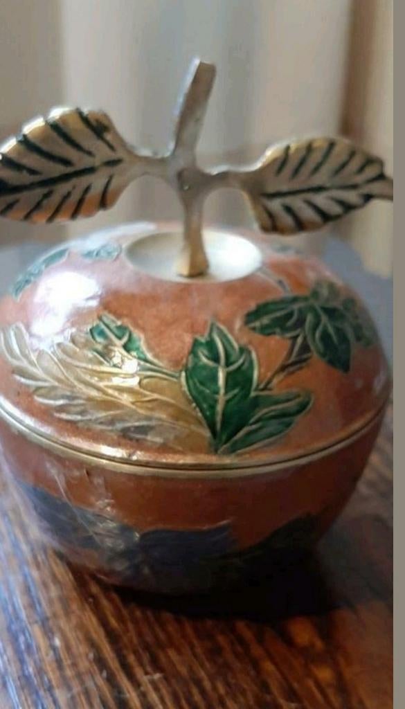 Pot rétro en émail cuivré peint à la main, Enlèvement ou Envoi