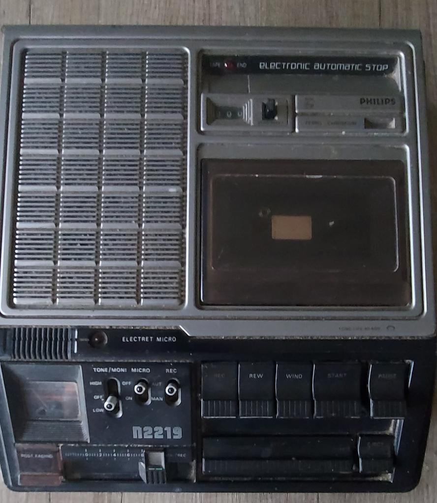 Magnétophone portable vintage Philips N2219, Enlèvement, Simple, Philips, Auto-reverse