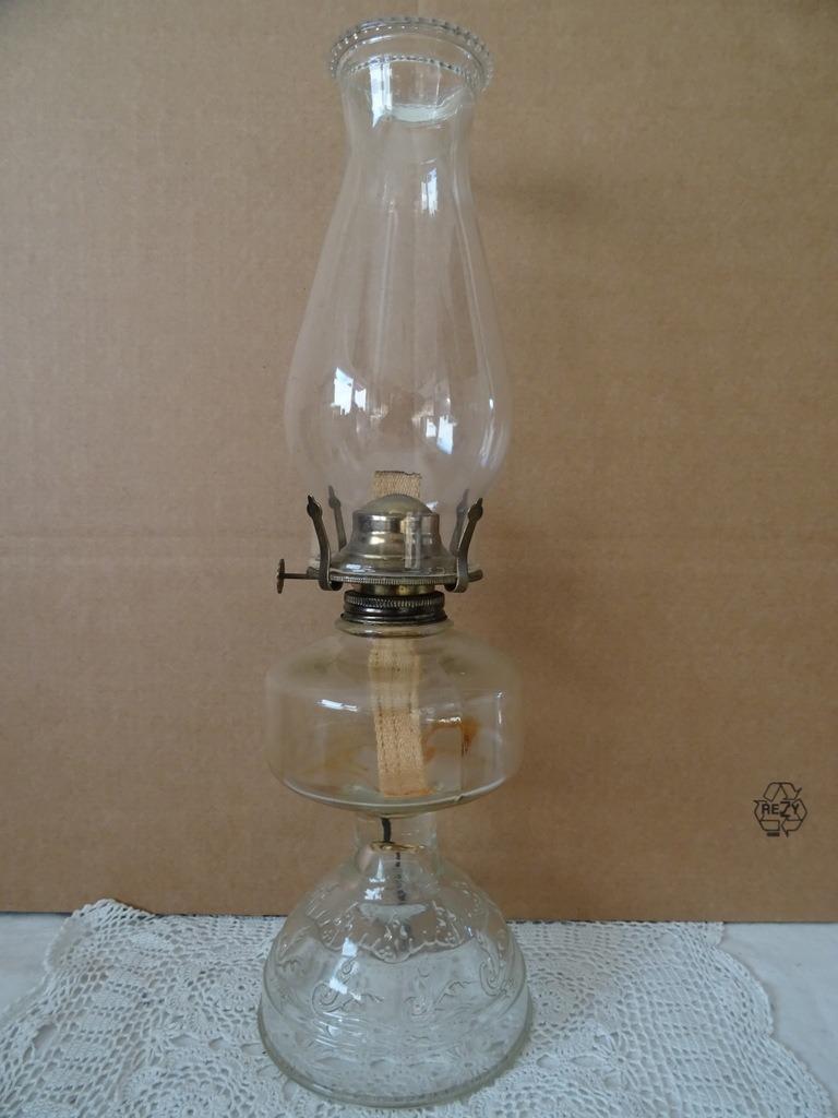 Lampe à pétrole ancienne vers 1910 lampe à huile verre 42cm, Enlèvement ou Envoi