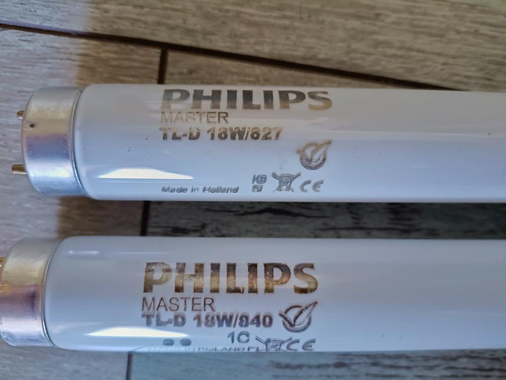 2 néons PHILIPS Master TL-D 18W 59 cm, Bricolage & Construction, Électricité & Câbles, Utilisé, Autres types, Enlèvement