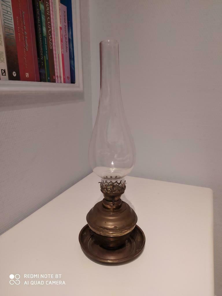Petroleumlamp in koper, Antiek en Kunst, Ophalen