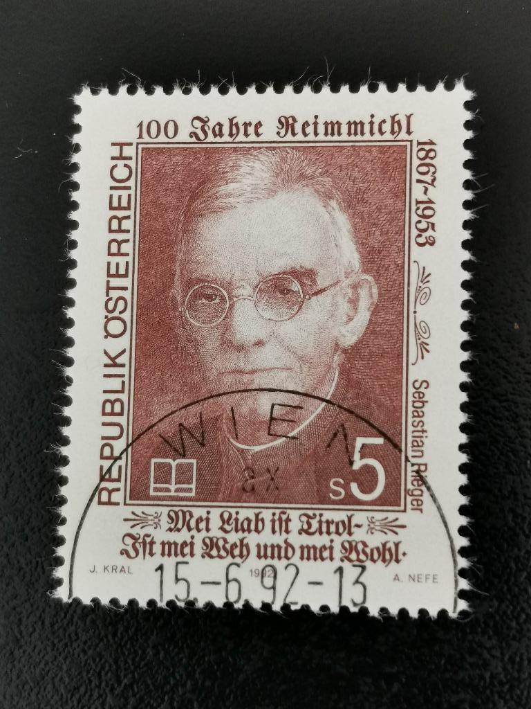 Autriche 1992 - poète folklorique, Enlèvement ou Envoi, Affranchi