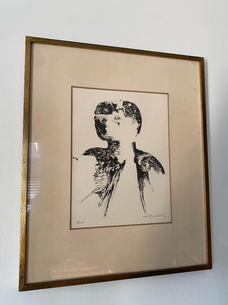 lithografie abstract hoofd van Frans Minnaert, Enlèvement