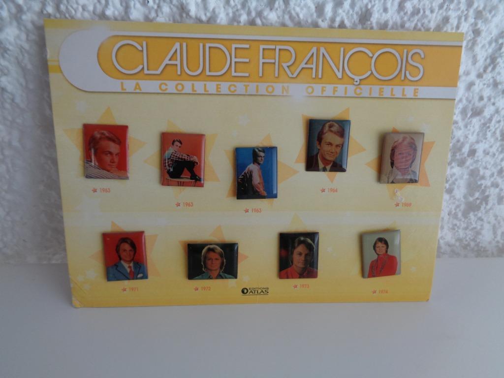 PINS CLAUDE FRANCOIS 9 pièces Editions Atlas, Collections, Enlèvement ou Envoi, Comme neuf, Autres sujets/thèmes, Insigne ou Pin's