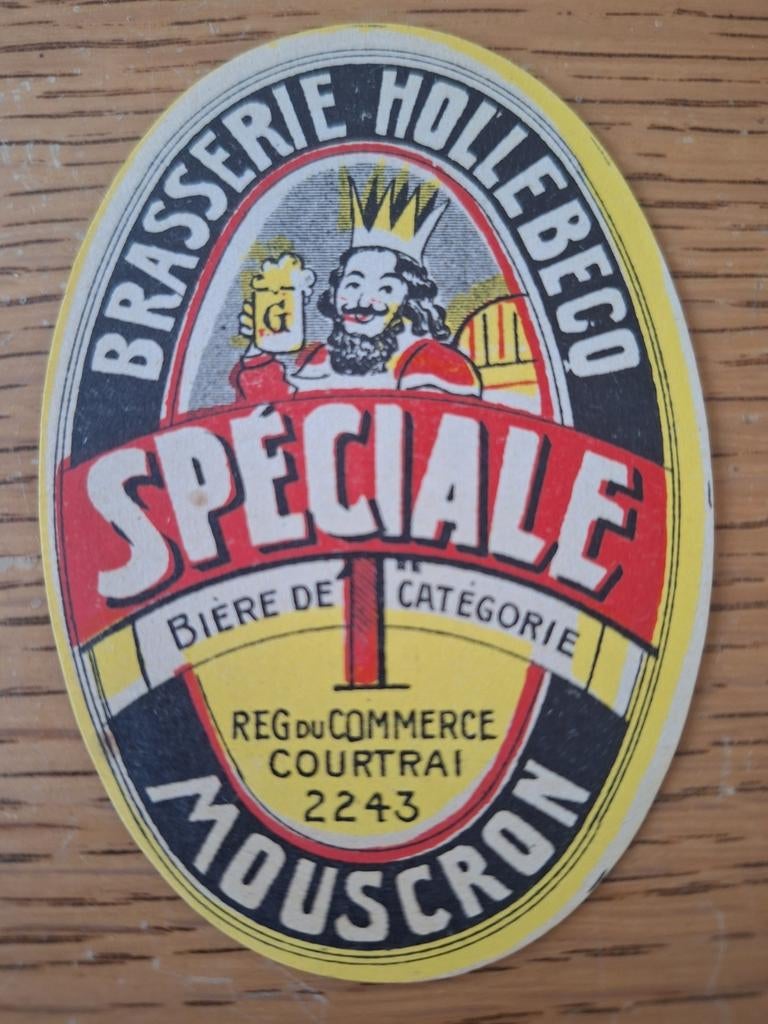 Oud bieretiket brouwerij Hollebecq Moeskroen, Ophalen of Verzenden