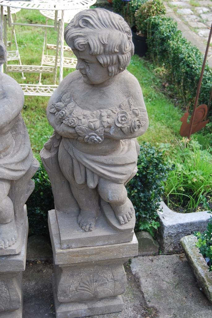 SUPERBE STATUE EN PIERRE BLEUE SUR SOCLE(le chérubin), Enlèvement, Utilisé, Pierre, Autres types