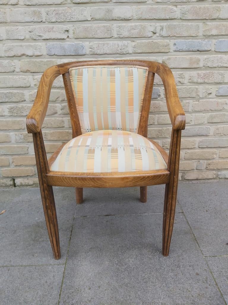 Lot 2 fauteuils merisier massif et tissus, Antiquités & Art, Enlèvement
