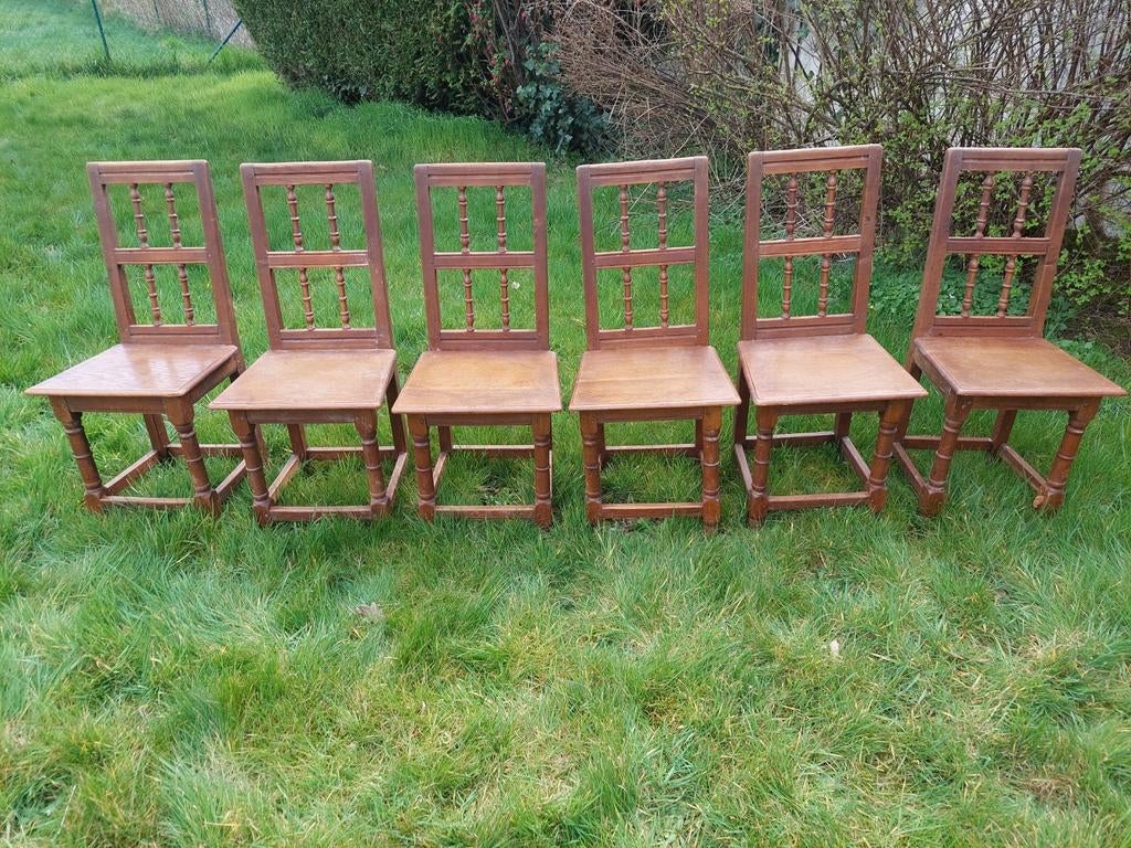 Lot de 6 chaises de ferme anciennes en chêne, Enlèvement