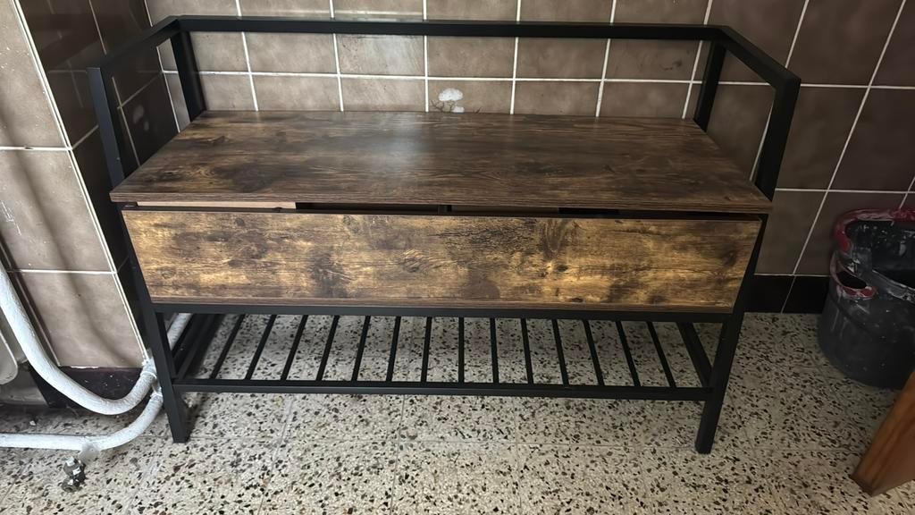 banc coffre bois métal neuf, 50 à 100 cm, Enlèvement, Moins de 50 cm, Métal