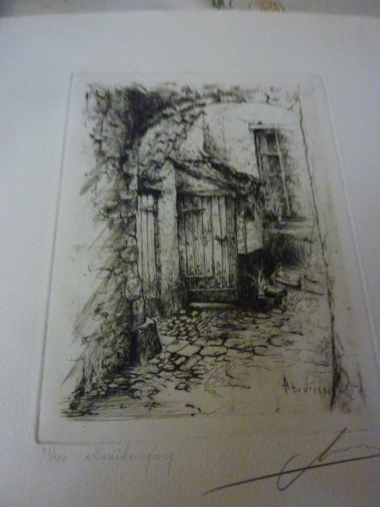 De Vlaaikesgang (Antw) Albert De Vree, Antiek en Kunst, Kunst | Etsen en Gravures, Ophalen of Verzenden