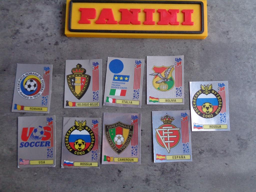 Autocollants Panini Football Cup 94 USA 8x ecussons rares, Envoi