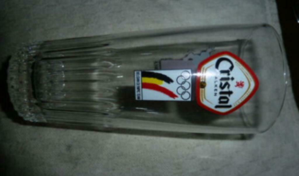 #M bier glas CRISTAL ALKEN BelgianOlympicTeam ULLA WERBROUCK, Verzamelen, Ophalen of Verzenden, Nieuw, Bierglas