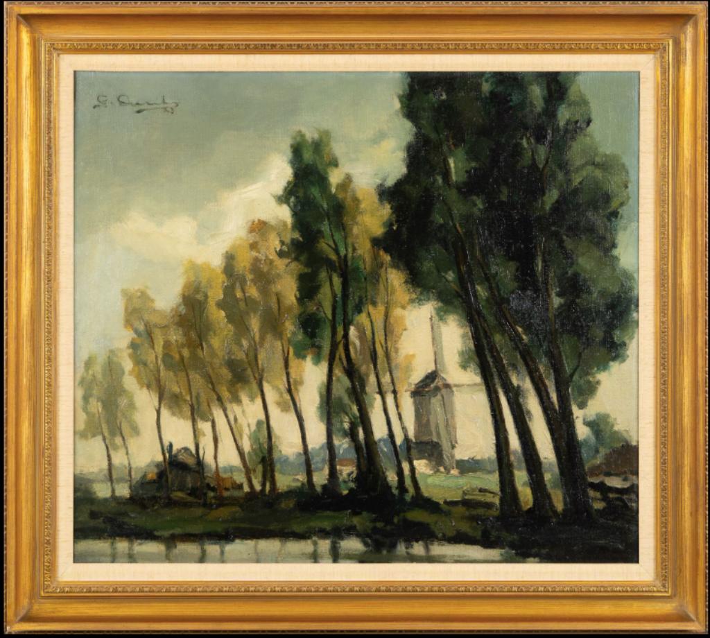 Gust Dierikx (1924 - 2019): Landschap (O/D, 98 x 88 cm), Ophalen of Verzenden