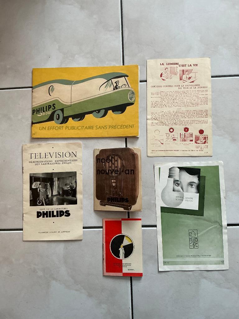 Set van 6 advertenties voor PHILIPS, jaren 30' en 50'., Verzamelen, Ophalen of Verzenden, Gebruikt, Overige typen