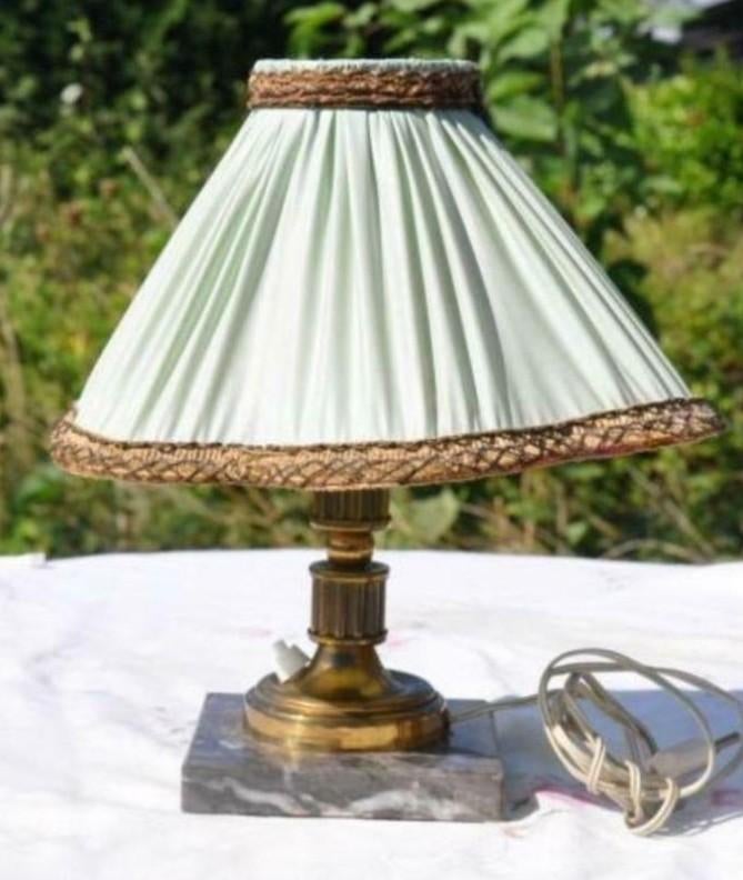 §  lampe de table art deco marbre et laiton, Ophalen of Verzenden